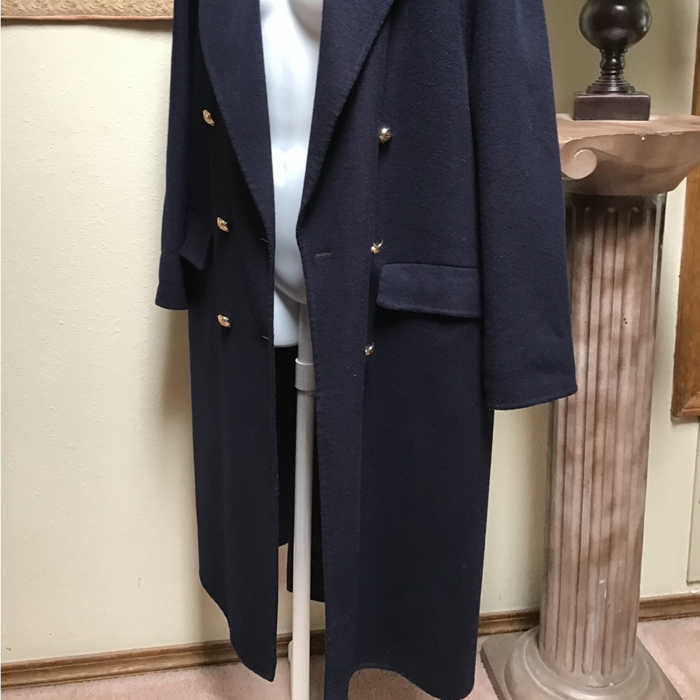 Zara Dark Navy Blue Coat with Gold Accents - Picture 4 of 11
